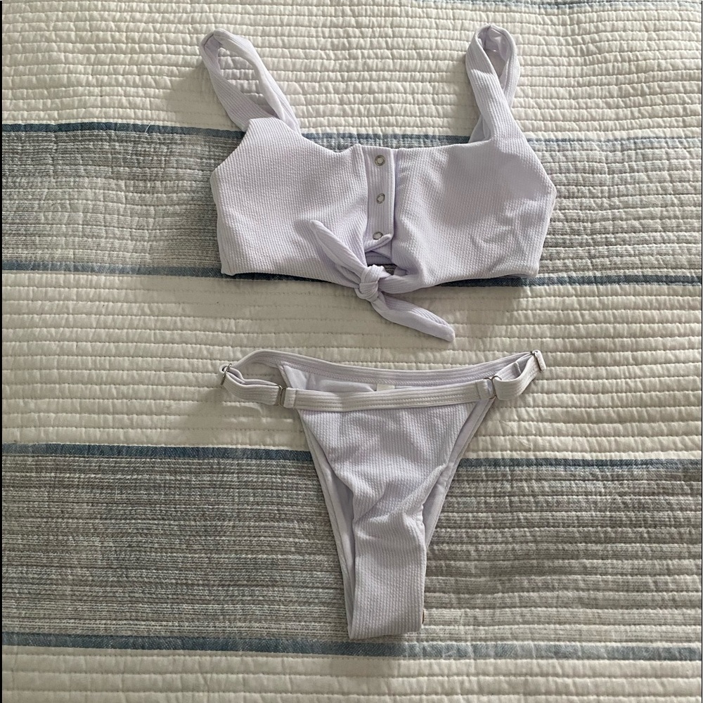 White Ribbed Bikini